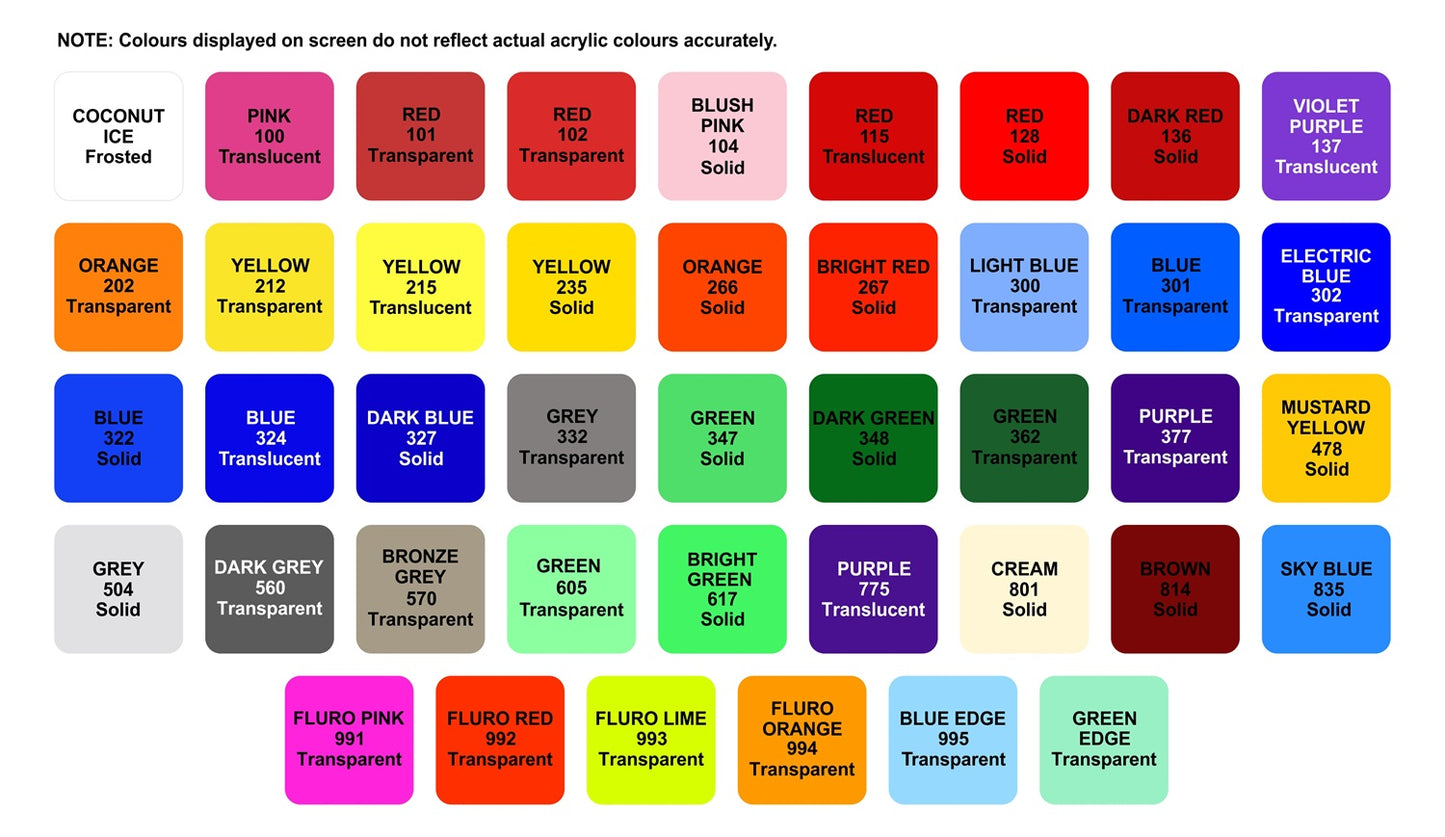 acrylic colours chart